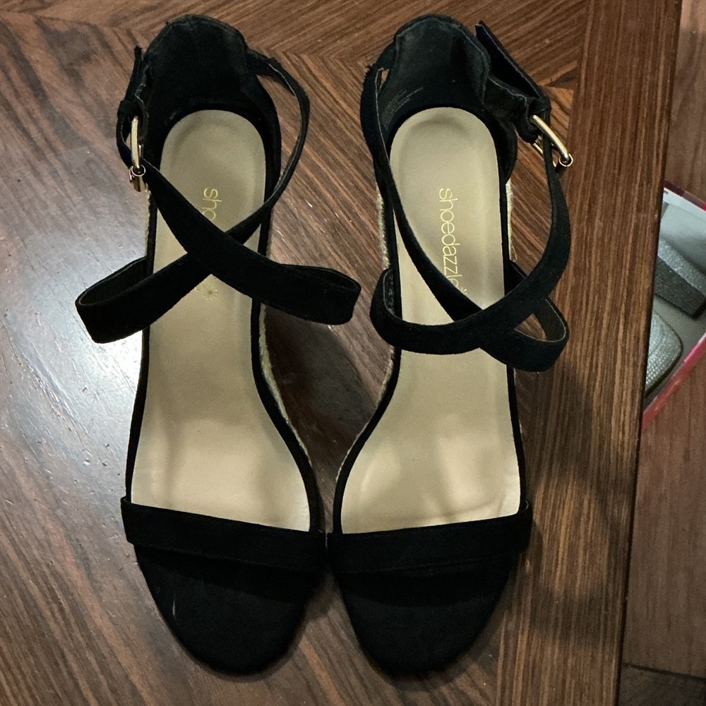 Shoe Dazzle Black Ankle Strap Heels